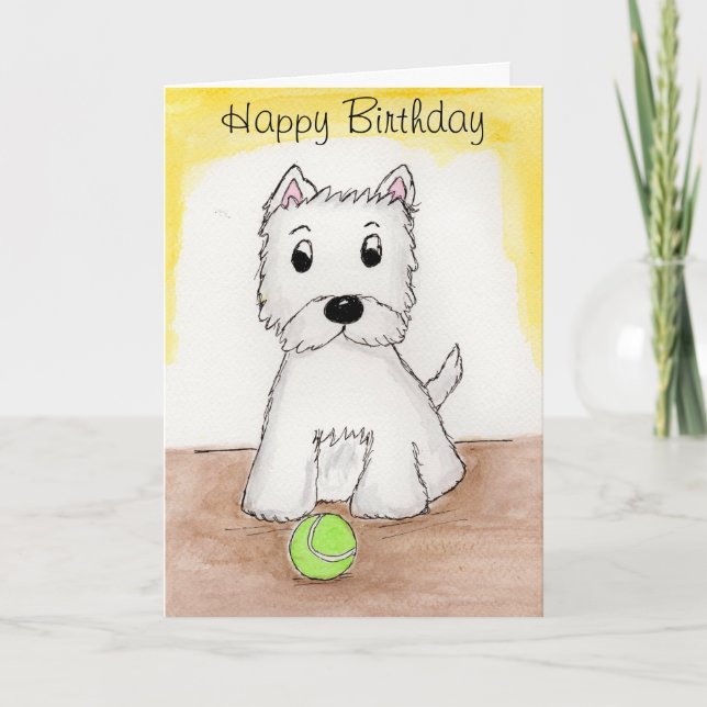 Westie Birthday Art Card Freund Ehemann Ehefrau et Karte (Vorderseite)