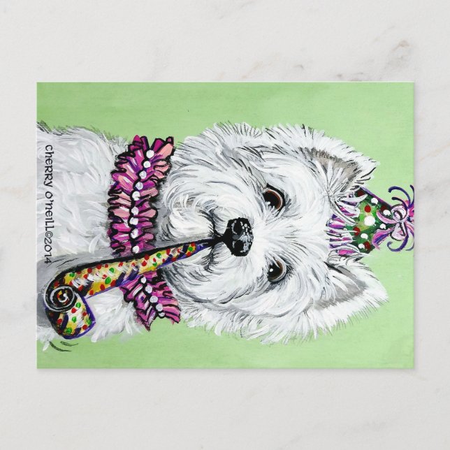 Westie Birthday Party Postkarte (Vorderseite)