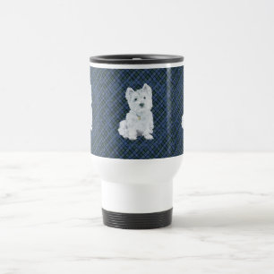 Westie Black Watch Tartan Reisebecher