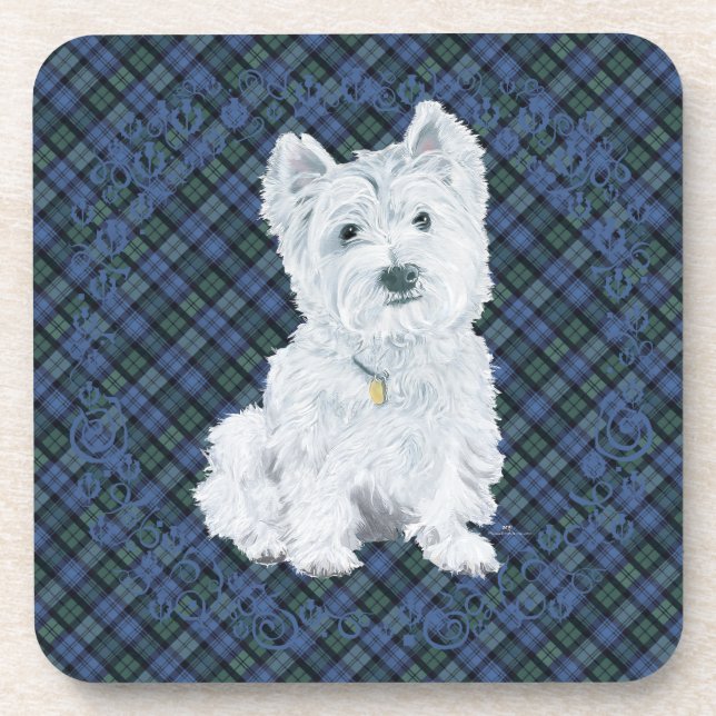 Westie Black Watch Tartan Untersetzer (Vorderseite)