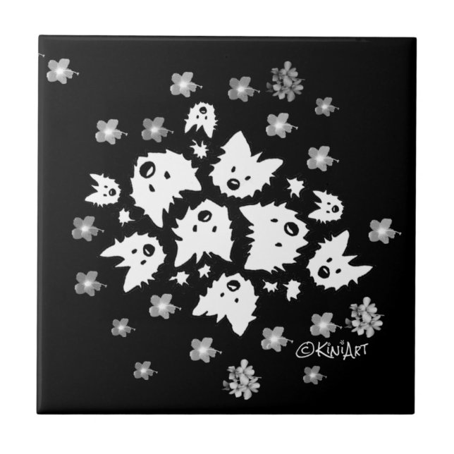 Westie Bouquet Tile Fliese (Vorderseite)