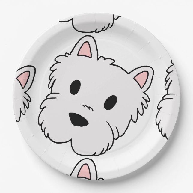 westie Cartoon head.png Pappteller (Vorderseite)