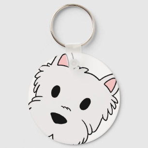 westie Cartoonkopf Schlüsselanhänger