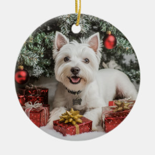Westie Christmas Keramik Ornament