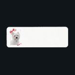 Westie Christmas Rücksendeadressen-Aufklebers<br><div class="desc">Diese bezaubernden West Highland White Terrier Weihnachtskarten sind ein perfektes Spiel für unsere Westie Weihnachtskarten. FÜGEN SIE IHRE RÜCKSENDEADRESSE JETZT! oder später auf Ihrem Zuhause-Computer hinzu.</div>