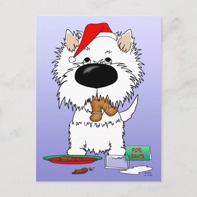 Westie Christmas Santa Feiertagspostkarte (Vorderseite)