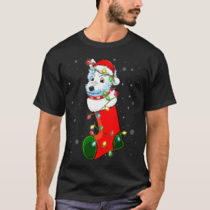 Westie Christmas Tree Westie Weihnachtsmannmütze L T-Shirt