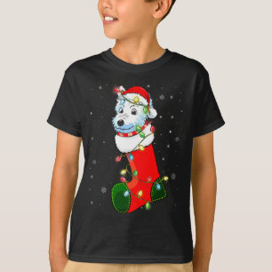 Westie Christmas Tree Westie Weihnachtsmannmütze L T-Shirt