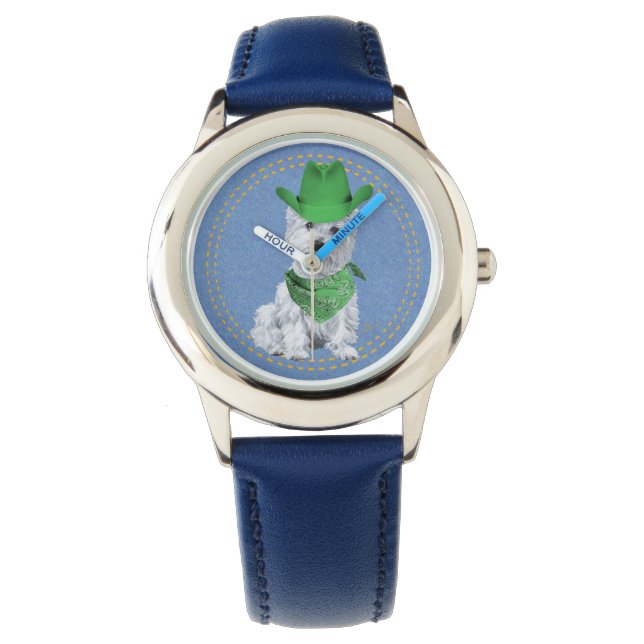 Westie Cowboy Armbanduhr (Vorderseite)