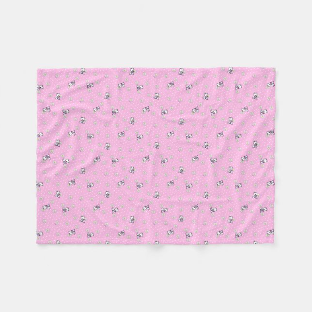 Westie Daisies KiniArt Fleece Blanket (Vorderseite (Horizontal))