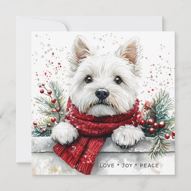 Westie Dog Cute Festive Holiday Card (Vorderseite)