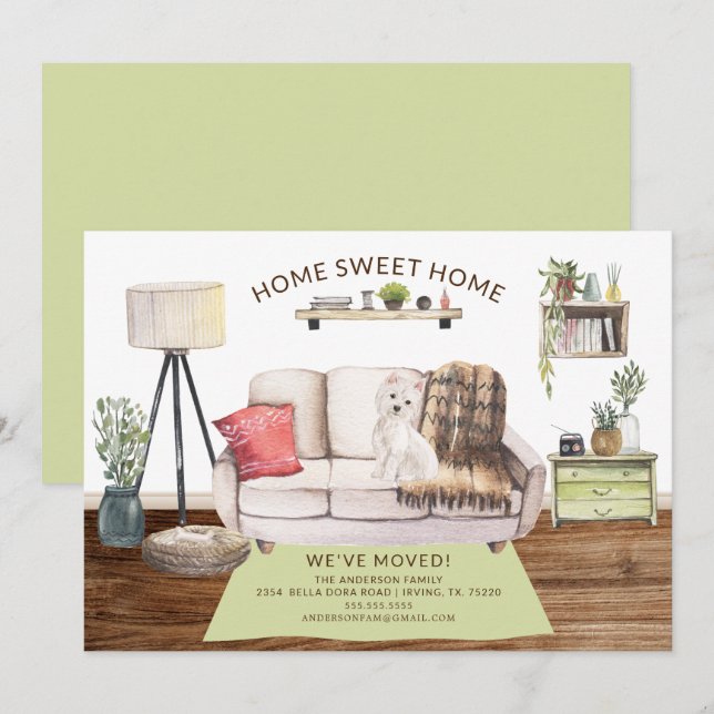 Westie Dog Moving Ankündigung (Vorne/Hinten)