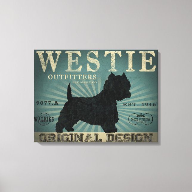 Westie Dog Rustic Art Leinwand (Vorderseite)