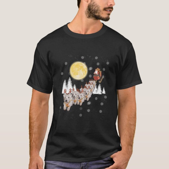 Westie Dog Santa Sleigh Christmas Lover T-Shirt (Vorderseite)