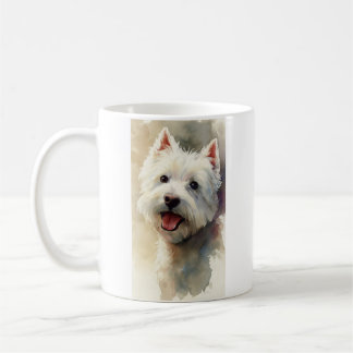 Westie dog watercolor portrait kaffeetasse