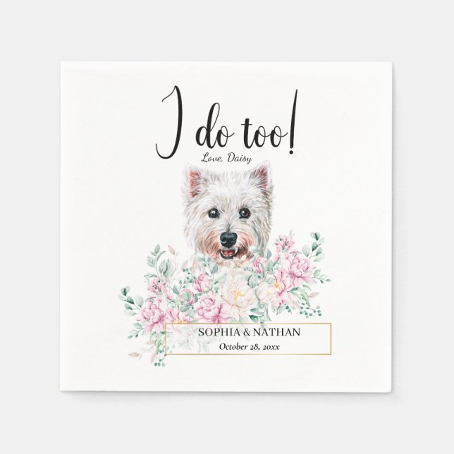 Westie Dog Wedding Cocktail Napkins Serviette (Vorderseite)