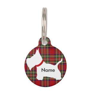 Westie dunkelroter Tartan Tiermarke
