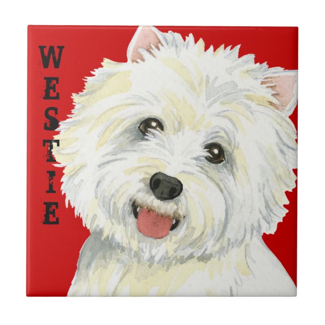 Westie Farbblock Fliese (Vorderseite)
