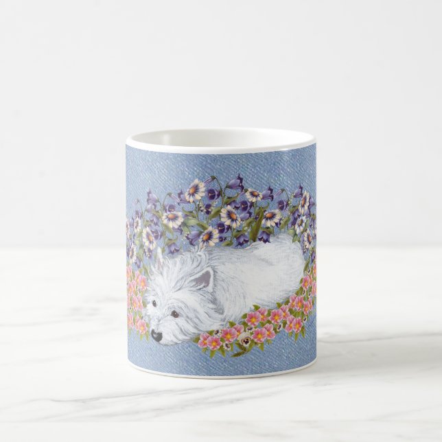Westie Floral Repose Kaffeetasse (Mittel)