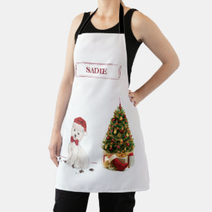Westie Funny Christmas Dog mit Baum Schürze
