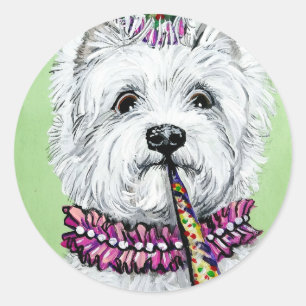 Westie Geburtstags-Party Runder Aufkleber