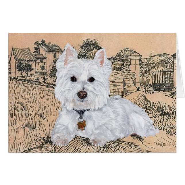 Westie Grußkarte (Vorderseite (Horizontal))