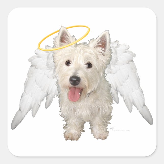Westie Guardian Angels Quadratischer Aufkleber (Vorderseite)