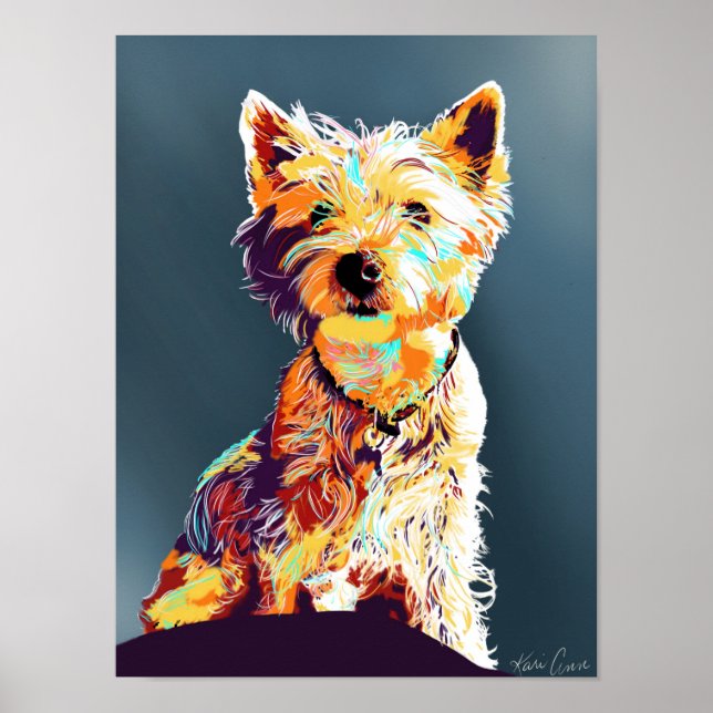 Westie, handgezeichnet Pop-Art-Poster Poster (Vorne)