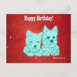 Westie Happy Birthday Postcard Postkarte