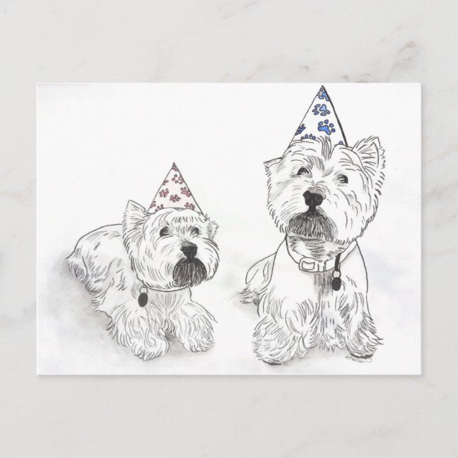 Westie Happy Birthday Postkarte (Vorderseite)