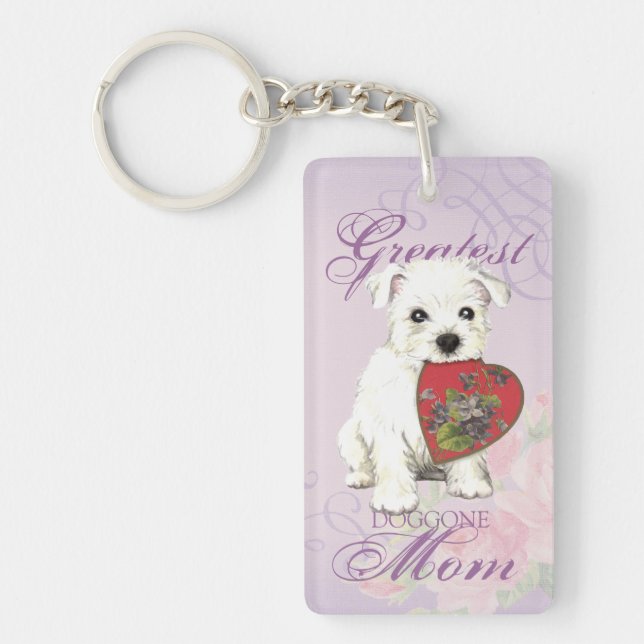 Westie Heart Mama Schlüsselanhänger (Vorderseite)
