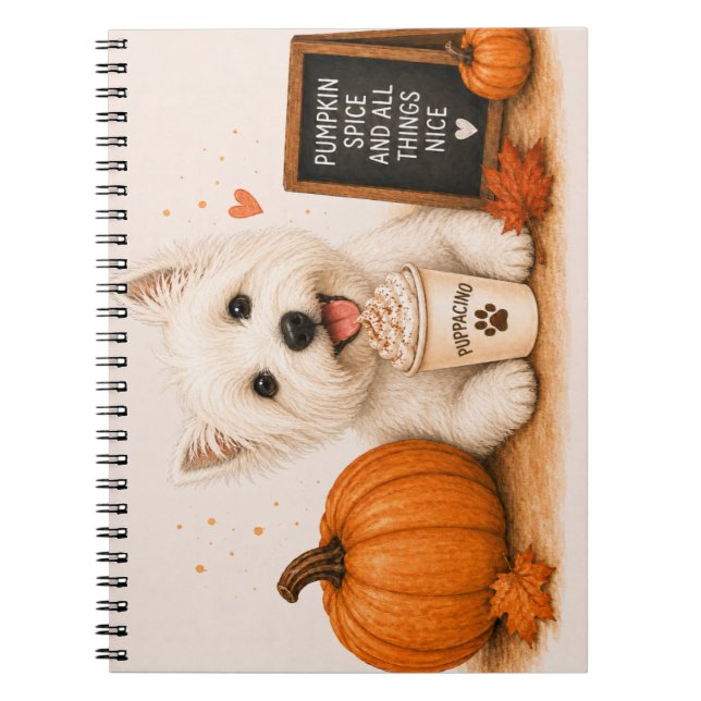 Westie Herbst-Café Notizblock (Vorderseite)