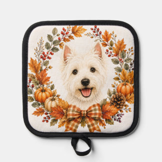 Westie-Herbstkranz Topflappen