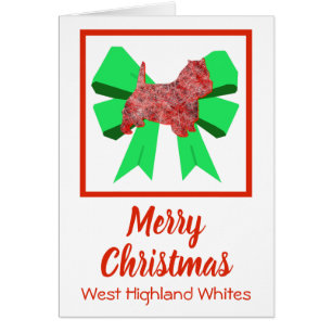 Westie Highland White Niedlich Christmas Dog Bow C