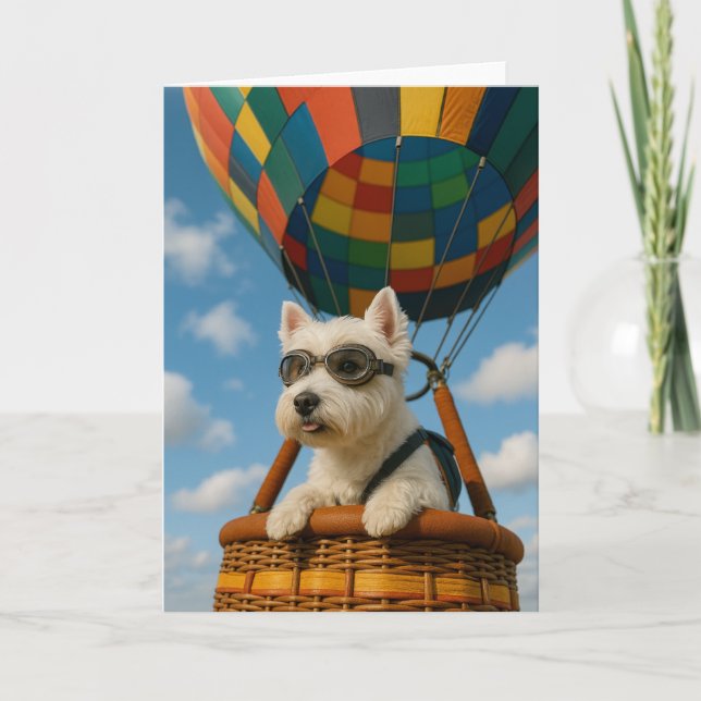 Westie Hot Air Ballon Grußkarte - Leere Karte (Vorderseite)