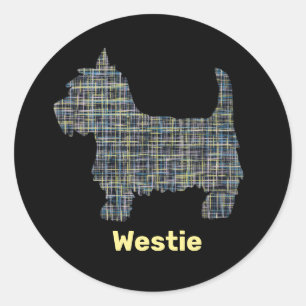 Westie Hund Abstrakt Runder Aufkleber