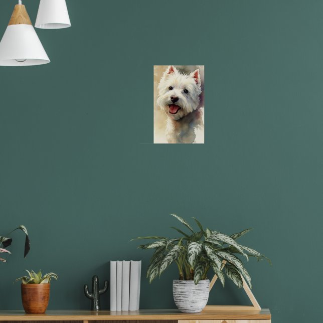 Westie-Hund-Aquarellporträt Poster (Wohnzimmer 1)