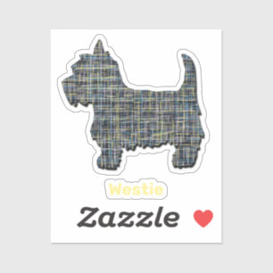 Westie Hund, gelb & blau, Linien Sticker