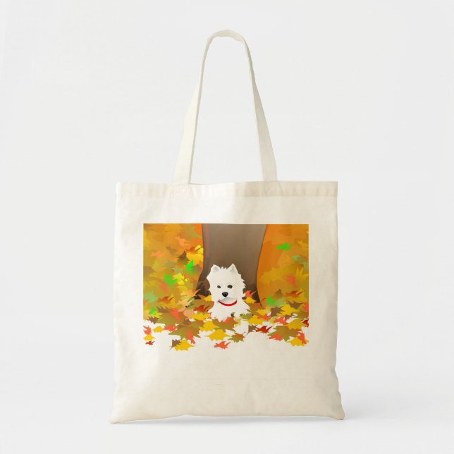 Westie Hund - Herbst verlässt Taschen-Tasche Tragetasche (Vorne)