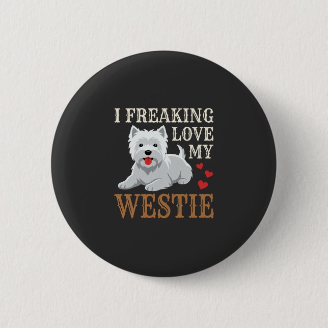 Westie Hund Liebe Typografie Button (Vorderseite)