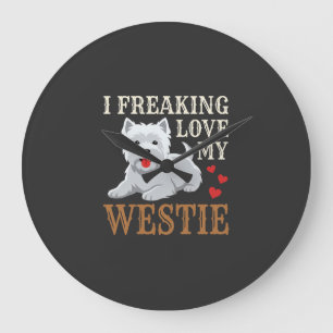 Westie Hund Liebe Typografie Große Wanduhr