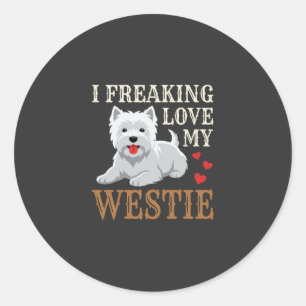 Westie Hund Liebe Typografie Runder Aufkleber