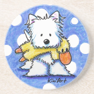 Westie Hund mit Spielzeug-Untersetzer Sandstein Untersetzer