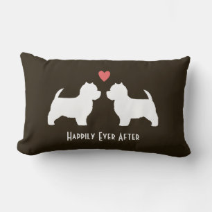 Westie-Hund-Silhouetten mit Herz und Text Lendenkissen