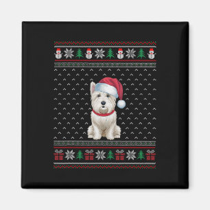 Westie Hund Tragen Weihnachtsmannmütze hässlich Xm Magnet