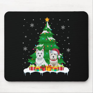 Westie Hund Weihnachtsbaum Lichter Santa Rentier X Mousepad