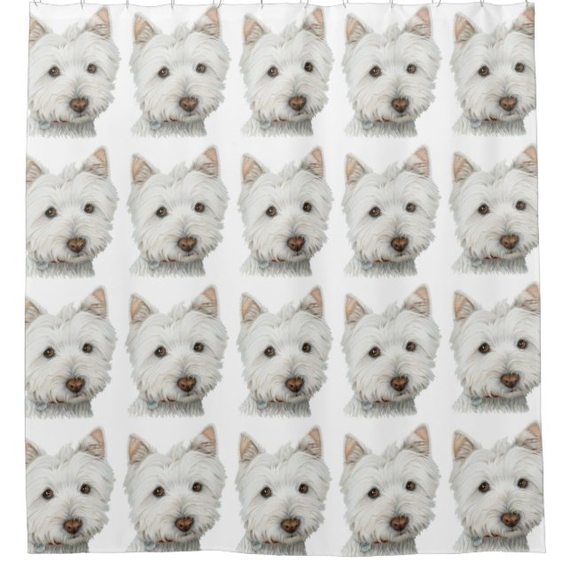 Westie Hundekunst-Duschvorhang Duschvorhang (Vorderseite)