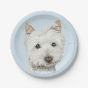 Westie Hundekunst-Pappteller Pappteller