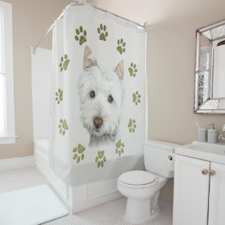 Westie Hundekunst und Tatzen-Duschvorhang Duschvorhang