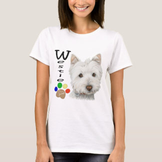 Westie Hundetatzen-Druck-Kunst-Entwurf T-Shirt